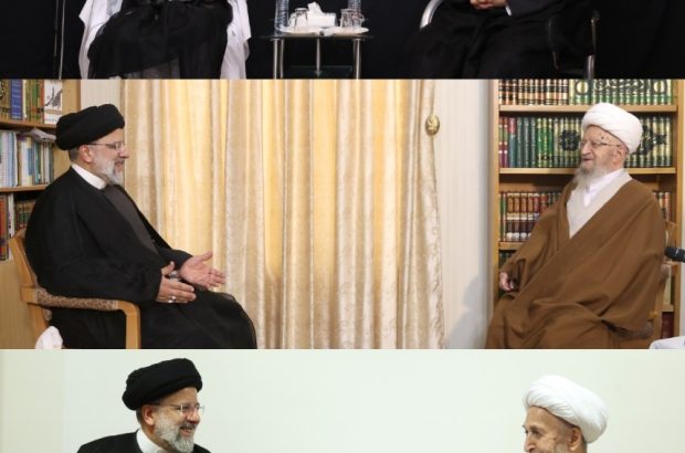 با حضور استاندار قم؛ رئیس جمهور با آیات عظام نوری همدانی، مکارم شیرازی و سبحانی دیدار کرد با حضور استاندار قم؛ رئیس جمهور با آیات عظام نوری همدانی، مکارم شیرازی و سبحانی دیدار کرد